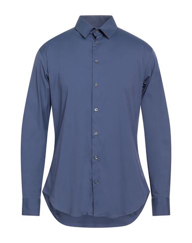 Giorgio Armani Man Shirt Slate Blue Size 17 ½ Cotton, Polyamide, Elastane