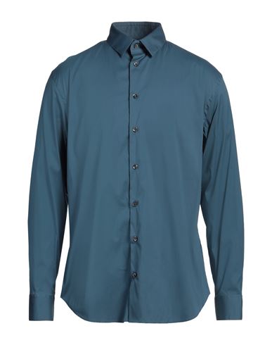 Giorgio Armani Man Shirt Deep Teal Size 16 ½ Cotton, Polyamide, Elastane In Green