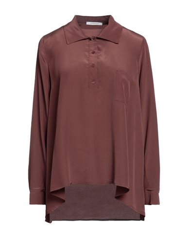 Bellwood Woman Shirt Brown Size M Acetate, Silk, Polyamide