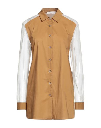 Liviana Conti Woman Shirt Camel Size 8 Cotton, Polyamide, Elastane In Beige