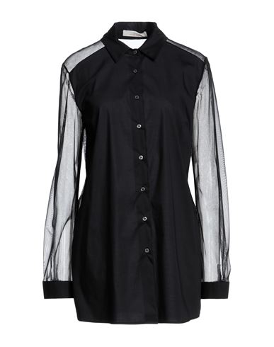 Liviana Conti Woman Shirt Black Size 8 Cotton, Polyamide, Elastane