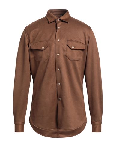 Stilosophy Man Shirt Camel Size M Polyester, Leather In Beige