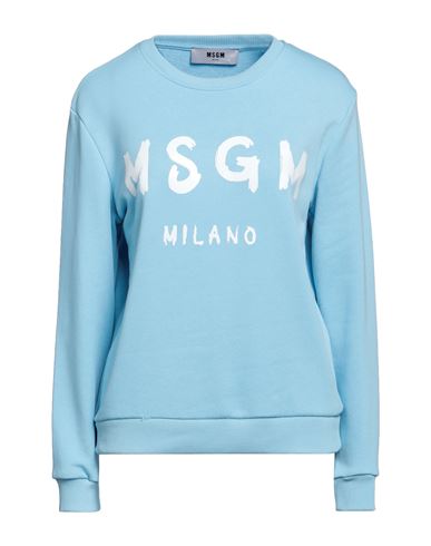Msgm Woman Sweatshirt Sky Blue Size Xs Cotton