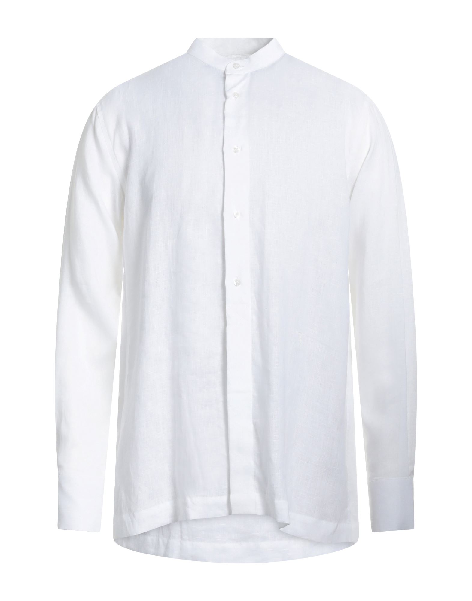 《セール開催中》TRUSSARDI メンズ シャツ ホワイト 38 リネン 100%