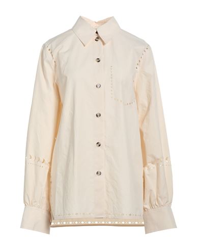 Nanushka Woman Shirt Beige Size S Recycled Nylon, Organic Cotton In White