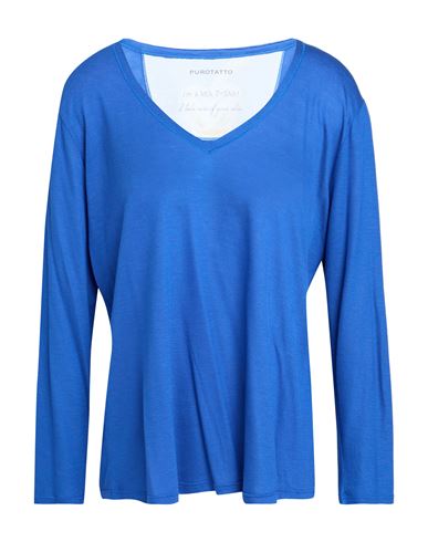 Shop Purotatto Woman T-shirt Bright Blue Size 10 Modal, Natural Fibers