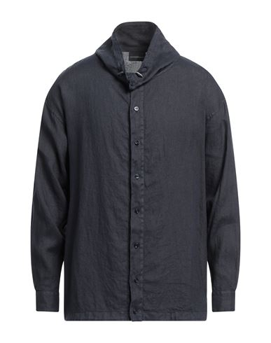 Emporio Armani Man Shirt Midnight Blue Size S Linen