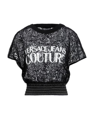 Versace Jeans Couture Woman T-shirt Black Size 4 Polyamide, Polyester, Elastane