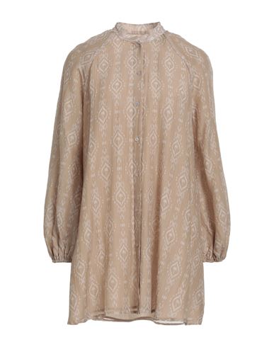 Manebi Manebí Woman Mini Dress Khaki Size M/l Cotton, Silk In Beige