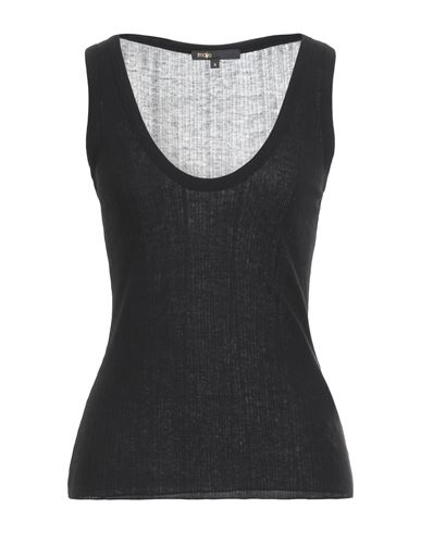 Maje Tatin Lyocell And Wool-blend Ribbed Jersey Tank In Black