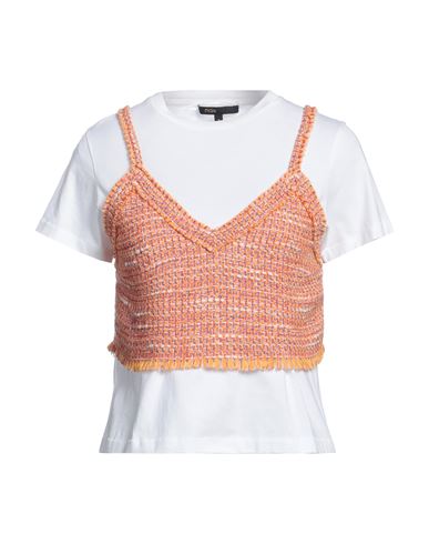Maje Woman T-shirt Orange Size 3 Cotton, Polyester, Acrylic, Polyamide, Viscose