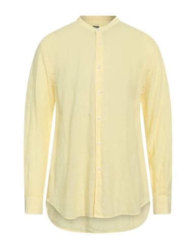 Fedeli Man Shirt Light Yellow Size 16 Linen