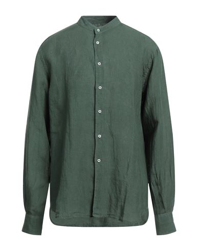 Fedeli Man Shirt Dark Green Size 17 Linen