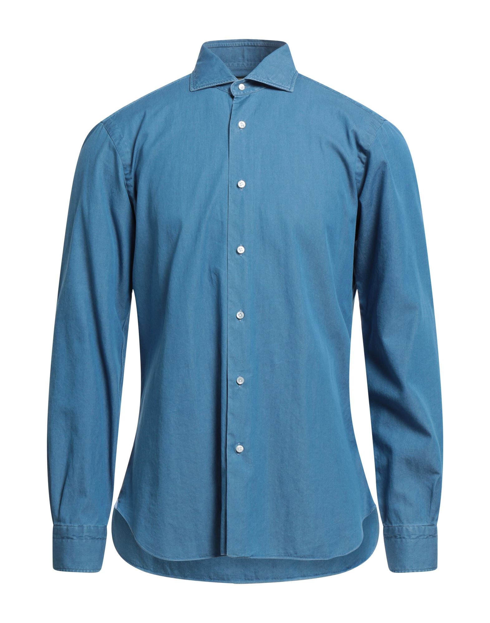 Shop Barba Napoli Man Shirt Light Blue Size 16 Cotton