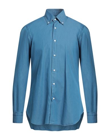 Barba Napoli Man Shirt Blue Size 18 ½ Cotton, Polyamide, Elastane
