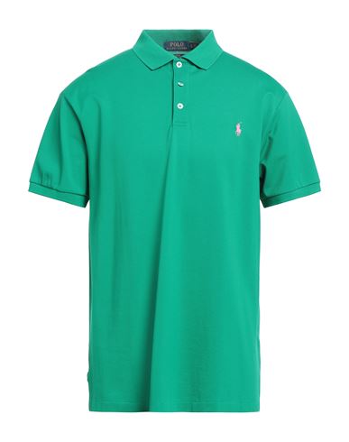 Polo Ralph Lauren Man Polo Shirt Green Size M Cotton, Elastane