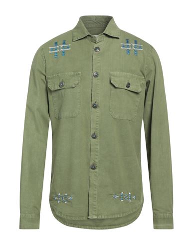 Front Street 8 Man Shirt Military Green Size 38 Cotton