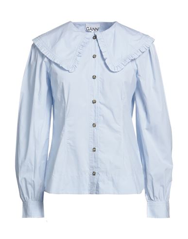 Ganni Woman Shirt Light Blue Size 2 Cotton