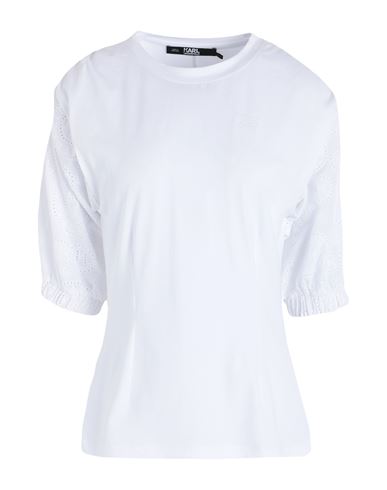 Karl Lagerfeld Woman T-shirt White Size L Cotton, Elastane
