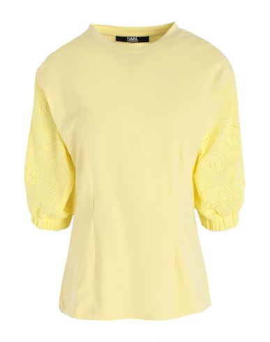 Karl Lagerfeld Woman T-shirt Yellow Size M Cotton, Elastane