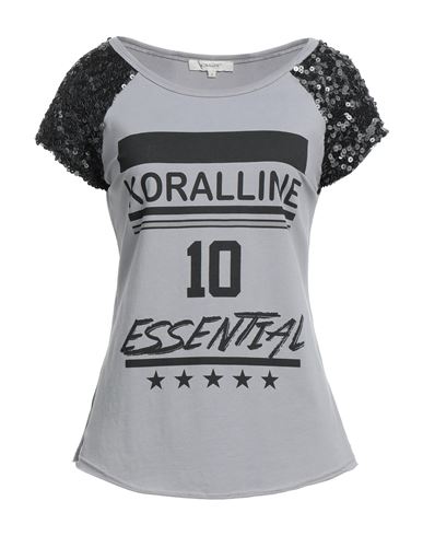 Koralline Woman T-shirt Grey Size M Cotton, Elastane