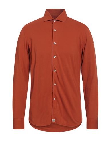 Sonrisa Man Shirt Rust Size L Cotton, Elastane In Red