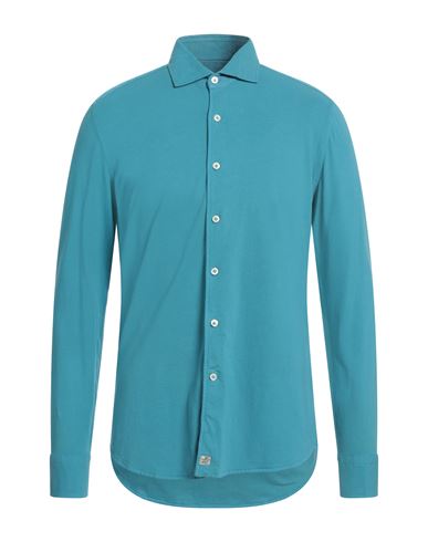 Sonrisa Man Shirt Turquoise Size L Cotton, Elastane In Blue