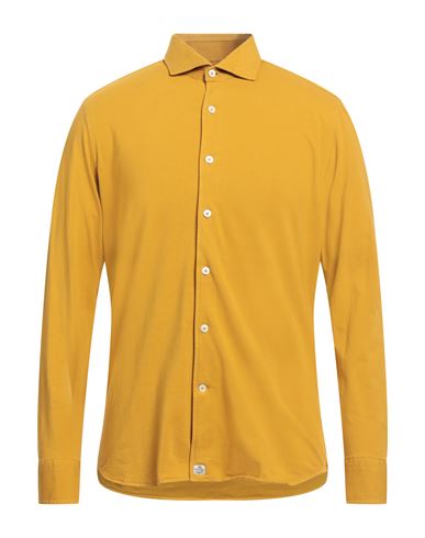 Sonrisa Man Shirt Ocher Size L Cotton, Elastane In Yellow