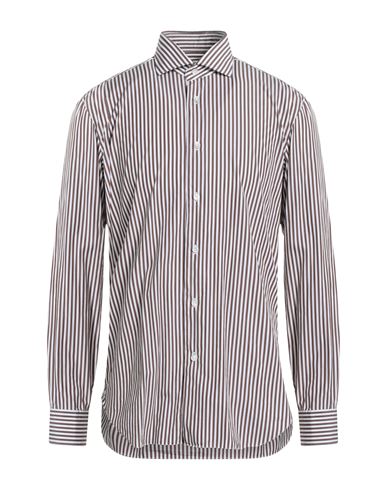 Barba Napoli Man Shirt Cocoa Size 15 Cotton In Brown