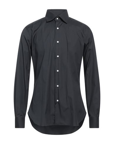 Barba Napoli Man Shirt Midnight Blue Size 17 ¾ Cotton, Polyamide, Elastane In Black