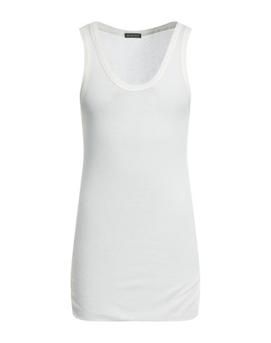 Shop Ann Demeulemeester Man Tank Top Ivory Size 42 Cotton, Cashmere In White