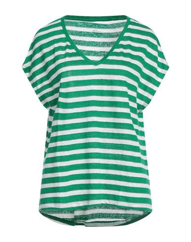 Majestic Filatures Woman T-shirt Green Size 2 Linen, Elastane, Cotton