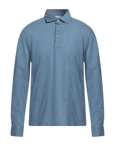 Filippo De Laurentiis Man Polo Shirt Slate Blue Size 36 Cotton
