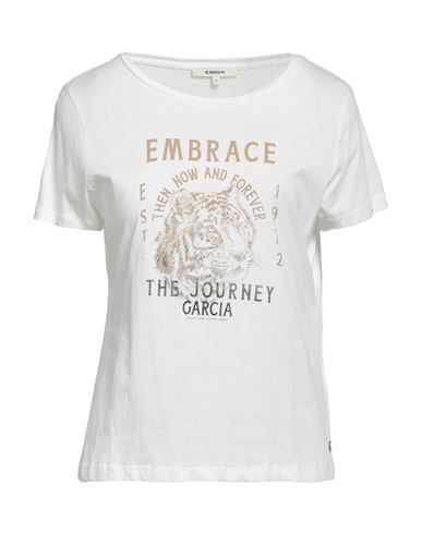 Garcia Woman T-shirt White Size S Cotton In Gray