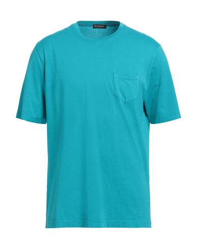 Brandolini Man T-shirt Turquoise Size 44 Cotton In Blue