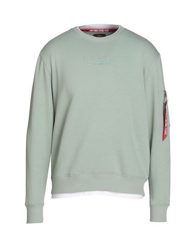 Alpha Industries Man Sweatshirt Sage Green Size L Cotton, Polyester