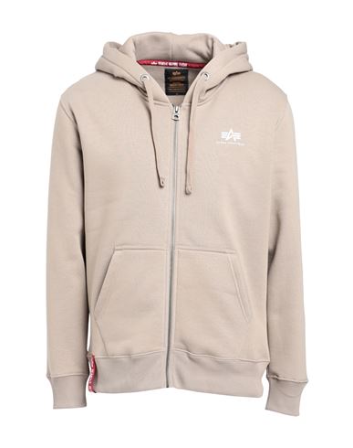 Alpha Industries Man Sweatshirt Khaki Size M Cotton, Polyester In Beige