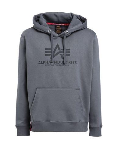 Alpha Industries Man Sweatshirt Lead Size M Cotton, Polyester In Grey