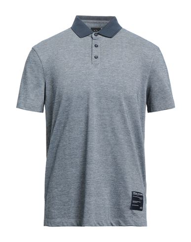 Armani Exchange Man Polo Shirt Navy Blue Size L Cotton, Polyester, Elastane