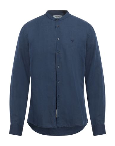 Fred Mello Man Shirt Midnight Blue Size 3xl Linen, Cotton