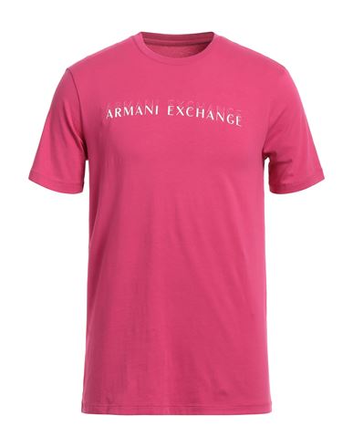 Armani Exchange Man T-shirt Fuchsia Size L Cotton, Elastane In Pink