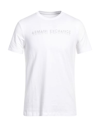 Armani Exchange Man T-shirt White Size Xxl Cotton, Elastane