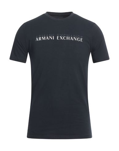Armani Exchange Man T-shirt Midnight Blue Size M Cotton, Elastane