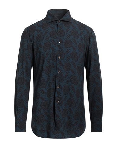 Barba Napoli Man Shirt Navy Blue Size 15 Cotton