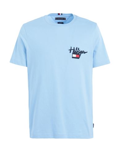 Tommy Hilfiger Man T-shirt Light Blue Size Xl Cotton