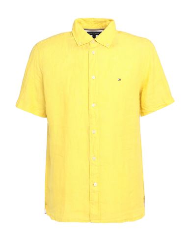 Tommy Hilfiger Man Shirt Yellow Size Xl Linen
