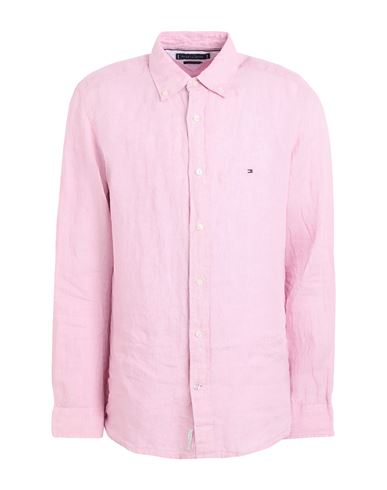 Tommy Hilfiger Man Shirt Pink Size Xl Linen