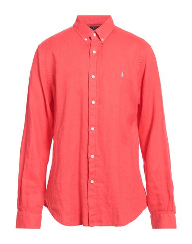 Polo Ralph Lauren Man Shirt Tomato Red Size Xl Linen