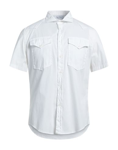 Aglini Man Shirt White Size 16 Cotton, Polyamide, Elastane