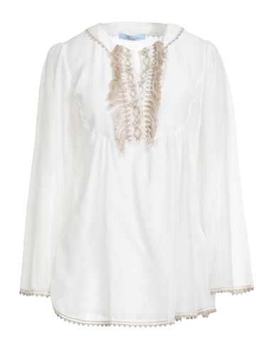 Blumarine Woman Top White Size 2 Cotton, Silk, Polyester